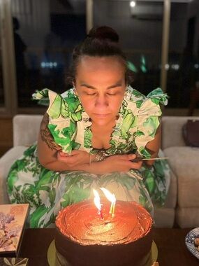 Kika Vargas Green & White Ruffled Maxi Dress